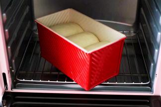 把做好后的面团进行二发，现在的天气很热，不需要烤箱加热水一会就可以发好了；