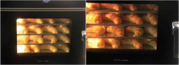 COUSS CO-960S商用热风电烤箱，提前150度预热好，4层烤盘同时放入，烘烤约25分钟。