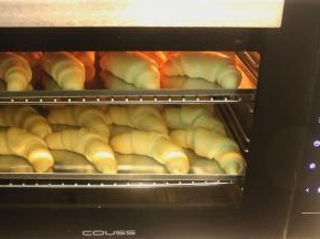 COUSS CO-960M电烤箱， 选择热风模式，提前180度预热好，2层烤盘间隔放入，烘烤约20分钟。