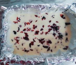 倒入容器里  撒上蔓越莓干