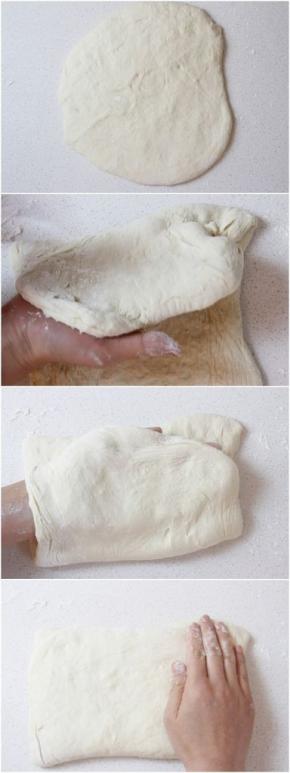 醒发中途，将面团每30分钟进行一次三叠。