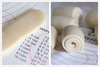 继续取一个卷，擀开长条，之后再卷起来。同样是需要放置几分钟。