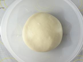 整理成光滑的面团放入发酵碗中盖上保鲜膜开始一发，室温发酵一小时