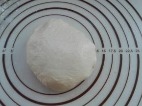 将所有水油皮所需食材全部混合在一起，将其揉成光滑的面团，如图所示，盖好保鲜膜进行室温醒发30分钟。