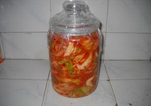 装入消过毒的玻璃容器，瓶口用保鲜膜覆盖，盖上外盖，再裹上一层保鲜膜，入阴凉干燥处保存。一般半个月后就可以取出食用了。