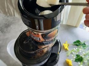 然后把雪梨放入原汁机