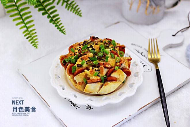 火腿青椒芝士烤馒头