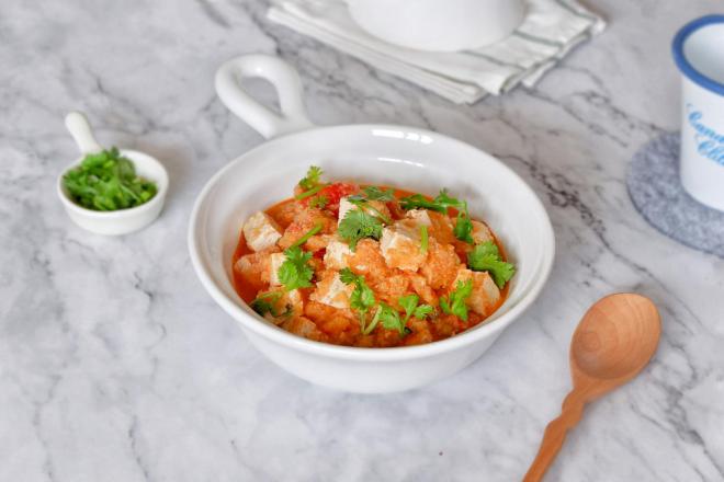 番茄豆腐烩菜花米