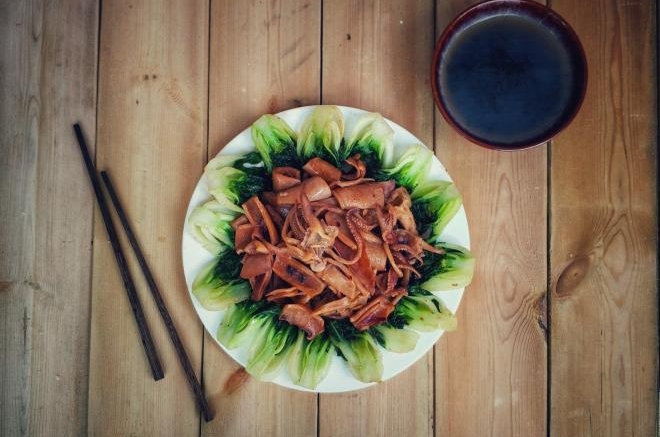 小白菜炒土鱿