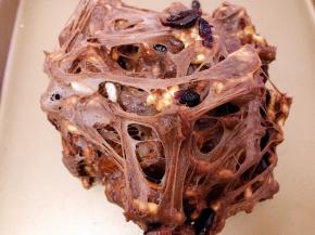 两手上下不停的翻动，让果仁和饼干分布均匀