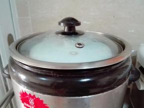 电炖锅里面加入适量的清水，放入炖盅，盖上炖两个小时。