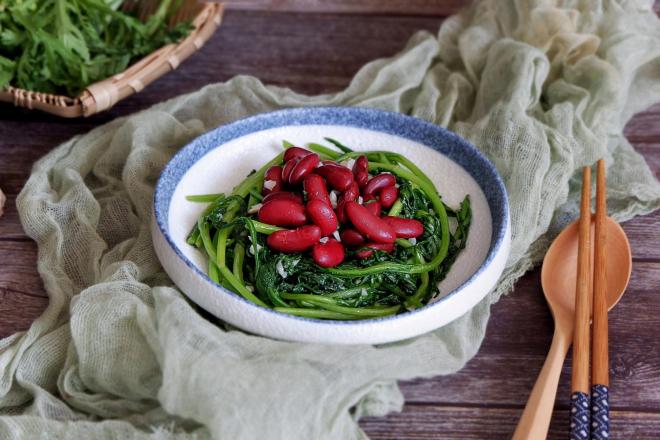 红腰豆炒茼蒿
