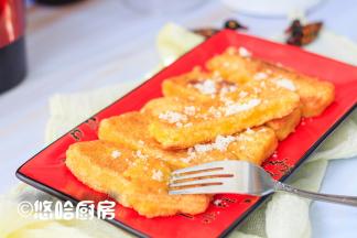 吃的时候撒一点白糖，蘸着白糖吃，软糯香甜可口。