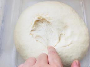 中种材料混合成团，室温发酵至手指一拉内部呈现蛛网状，发酵时间要根据室温，室温25度的话，大概60分钟。