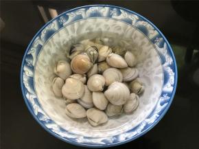 先把买回来的文蛤静养一下，让其吐尽泥沙。