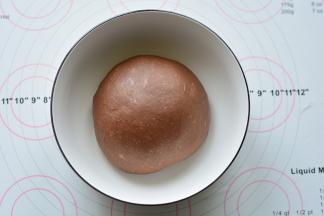 揉好的面团放到大碗里，盖上保鲜膜，可以室温或者放烤箱30度发酵