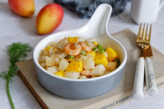 芒果甜虾山药丁