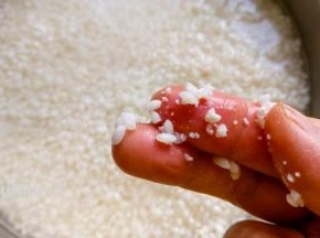 浸泡后的糯米用手指一捻就碎的状态，这种状态的糯米就是泡好了。