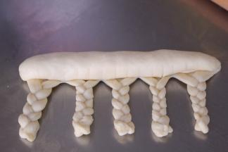 下面切除15条，每三条一组编小辫子