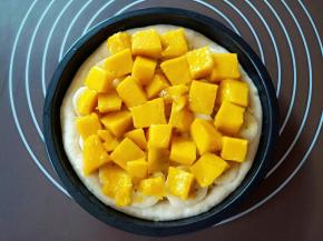 铺上一层芒果丁