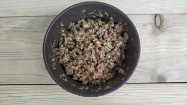 梅菜姜茸、肉末、所有调料搅拌均匀