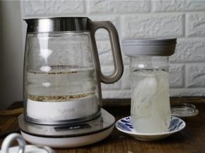 然后将挑好的燕窝入炖盅里面，再加入适量清水。同样将藜麦洗好入养生壶里。