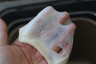 揉出薄膜为止。然后进行1发，发酵到2倍大。