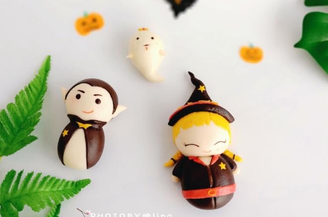 万圣节系列之小巫女卡通馒头