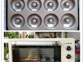 9. 将模具从烤箱中取出，可以看到图案清晰，没有干裂，说明加热很柔和。再用白色蛋糕糊点在眼睛和肚皮的位置，填满。
10. 重新将模具放入烤箱下层，温度设定不变，烘烤2分钟。这款柏翠烤箱内置高灵敏的温控器，能保持炉内加热温度的稳定，预热后不会出现一开始加热温度不够，后期温度过高的情况。