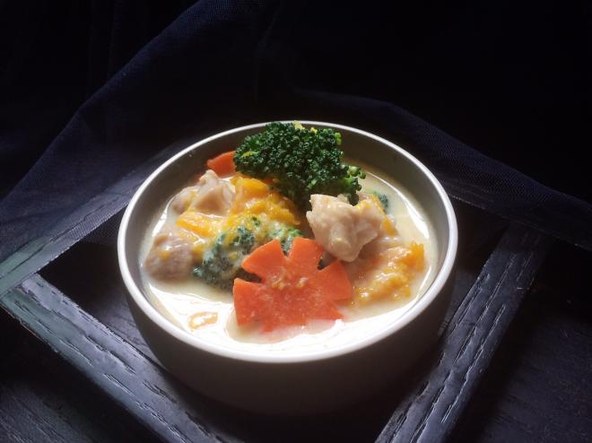 豆浆南瓜烩鸡肉