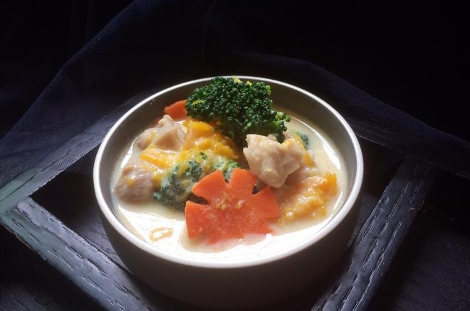 豆浆南瓜烩鸡肉