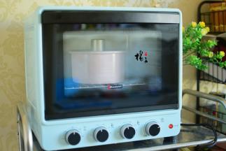 烤箱165度，中层烤45分钟左右，烤完取出，震两下气泡，然后倒扣在烤网上，彻底晾凉后再用手脱模