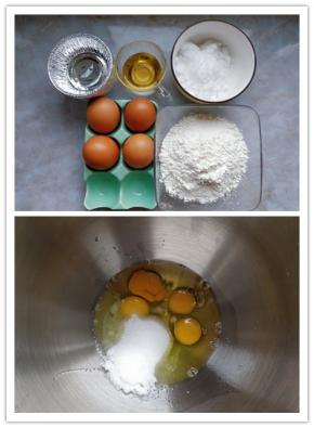 预热烤箱，上下火同时加热，165度10分钟。同时准备好制作杯蛋糕的食材，鸡蛋最好是室温状态。2. 将鸡蛋和细砂糖倒入长帝CF-6001厨师机的不锈钢搅拌桶内。