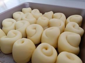 16.烤箱放一碗温水，调至发酵功能，时间1小时左右，发酵至3倍大
