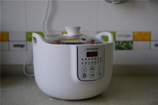 然后在炖锅里加入炖制需要的水，有水位标志，不要过少也不要过多。然后再约一下自己想要的时间。