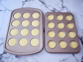 挤入模具中，模具无孔的一边挤满蛋糕糊，有孔的一边挤1/3即可