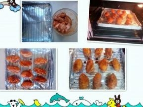 把腌制入味的鸡中翅均匀的放在烤网上， 放入预热好的烤箱中层。