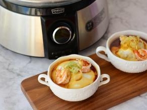 鲜虾窝蛋蒸肉泥