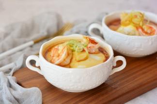 鲜虾窝蛋蒸肉泥