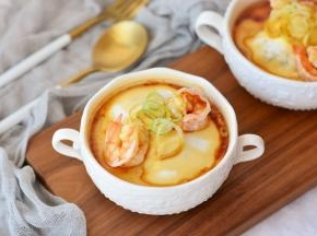 鲜虾窝蛋蒸肉泥