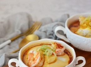 鲜虾窝蛋蒸肉泥