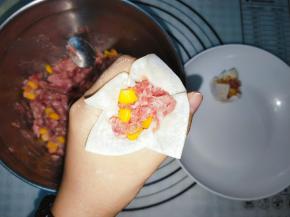 手握拳，虎口放张馄饨皮