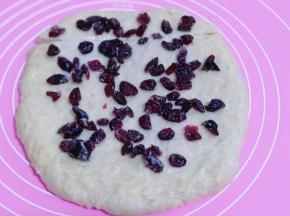 撒上蔓越莓干。(你喜欢的果干都可以)