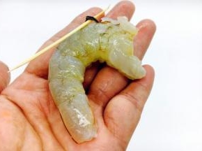 鲜虾去皮，挑出虾线。