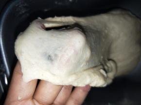 所有材料混合均匀，揉出比较光滑的面团【扩展阶段，面团有延伸性】