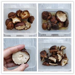 快速泡发干香菇的方法：将干香菇掰掉根部，用清水冲洗一下，装入一个能密封的餐盒中。在盒中加一半的开水，扣紧后用手使劲摇晃，晃大约1分钟左右，打开盒盖，将热水倒掉，这时的香菇已经八分发了，香菇伞的肉质已经变得肥厚柔韧，炖菜的话就可以直接用了，炒菜的话再重复一次这个过程就行了。