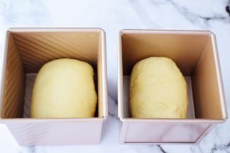 放入学厨水立方吐司模具里盖上保鲜膜进行二发