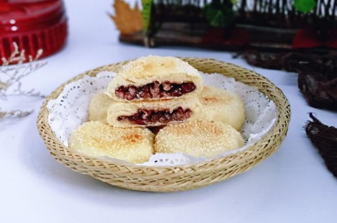 发面红豆馅饼