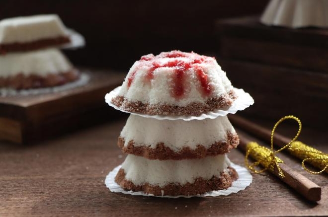 双色米糕（巧克力味），蒸的美味