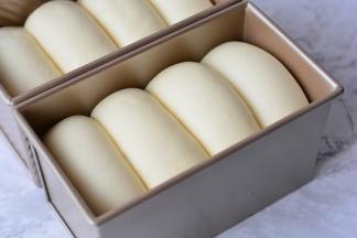 进行发酵，发至模具8-9成满均可，烤箱下层，170度烤45分钟左右。上表面上色

了注意及时盖锡纸。